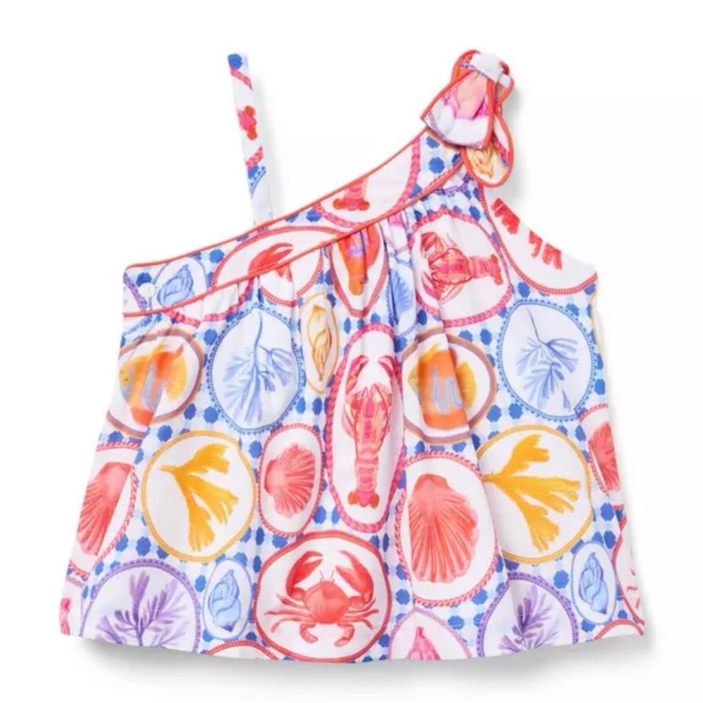 Janie and Jack Ocean Icon Bow Shoulder Top